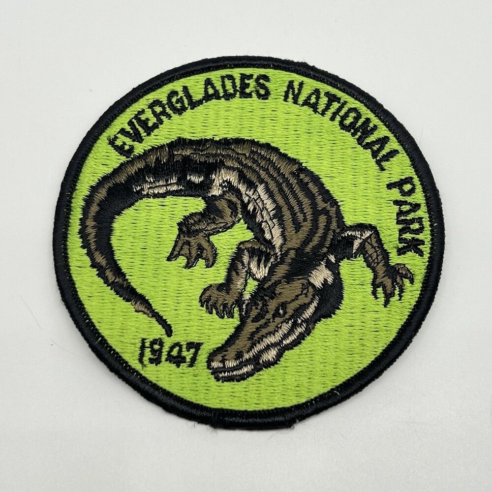 Vintage Everglades National Park 1947 Patch Florida Alligator 4” Sew On Badge